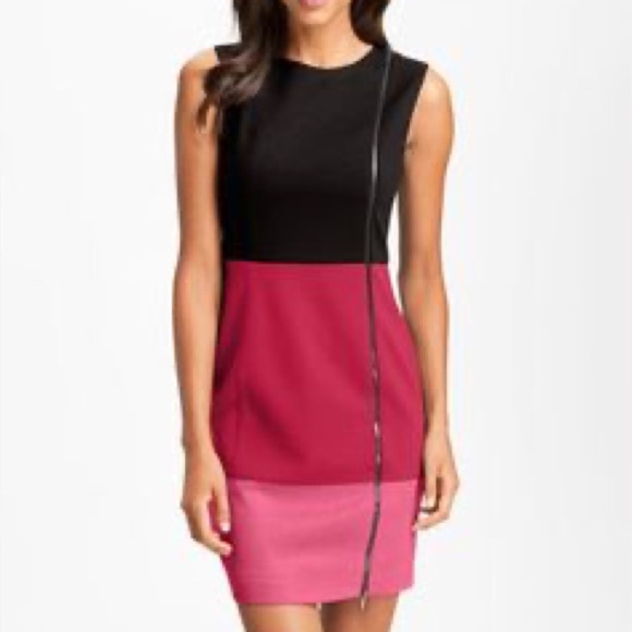 Laundry By Shelli Segal Black Pink Sheath Mini Dress Size 0 XS Work Party Zipper - Picture 11 of 11